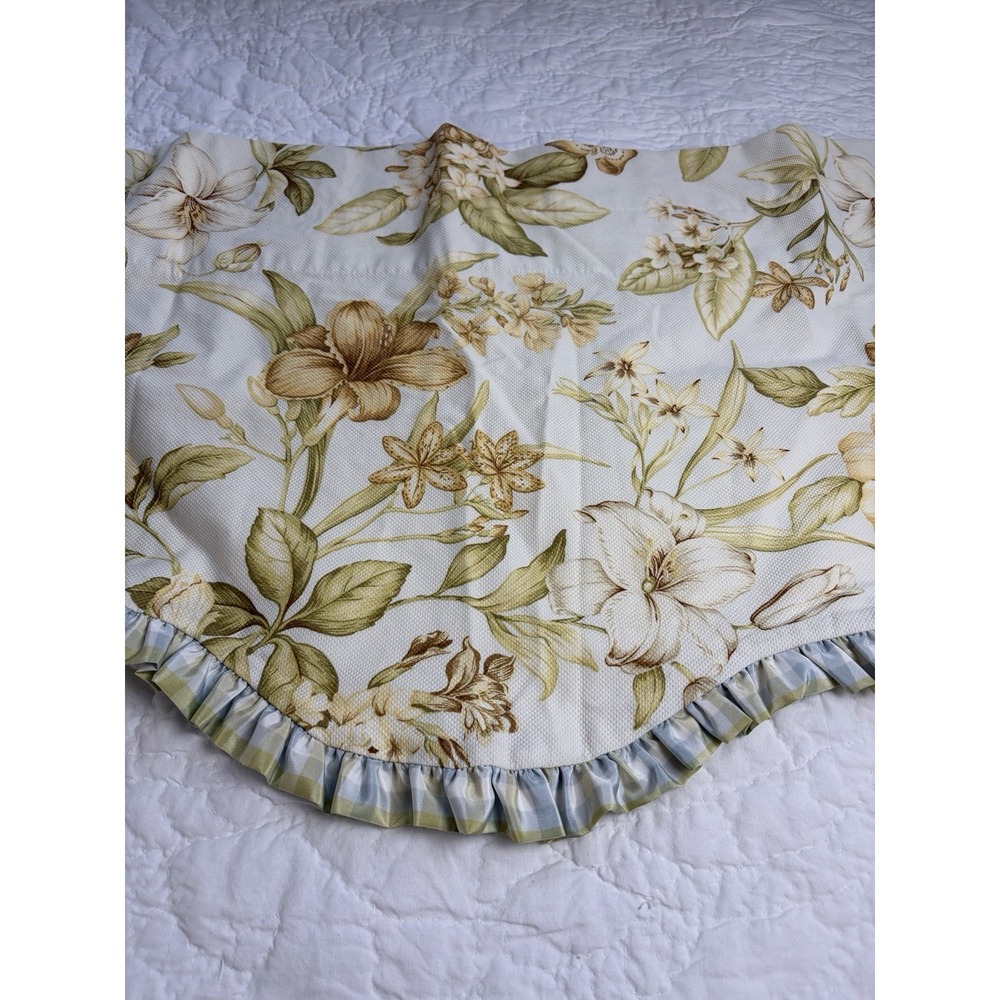 Williamsburg Waverly Valances Magnolia & Dogwood Lined Taffeta Gingham Trim (3)